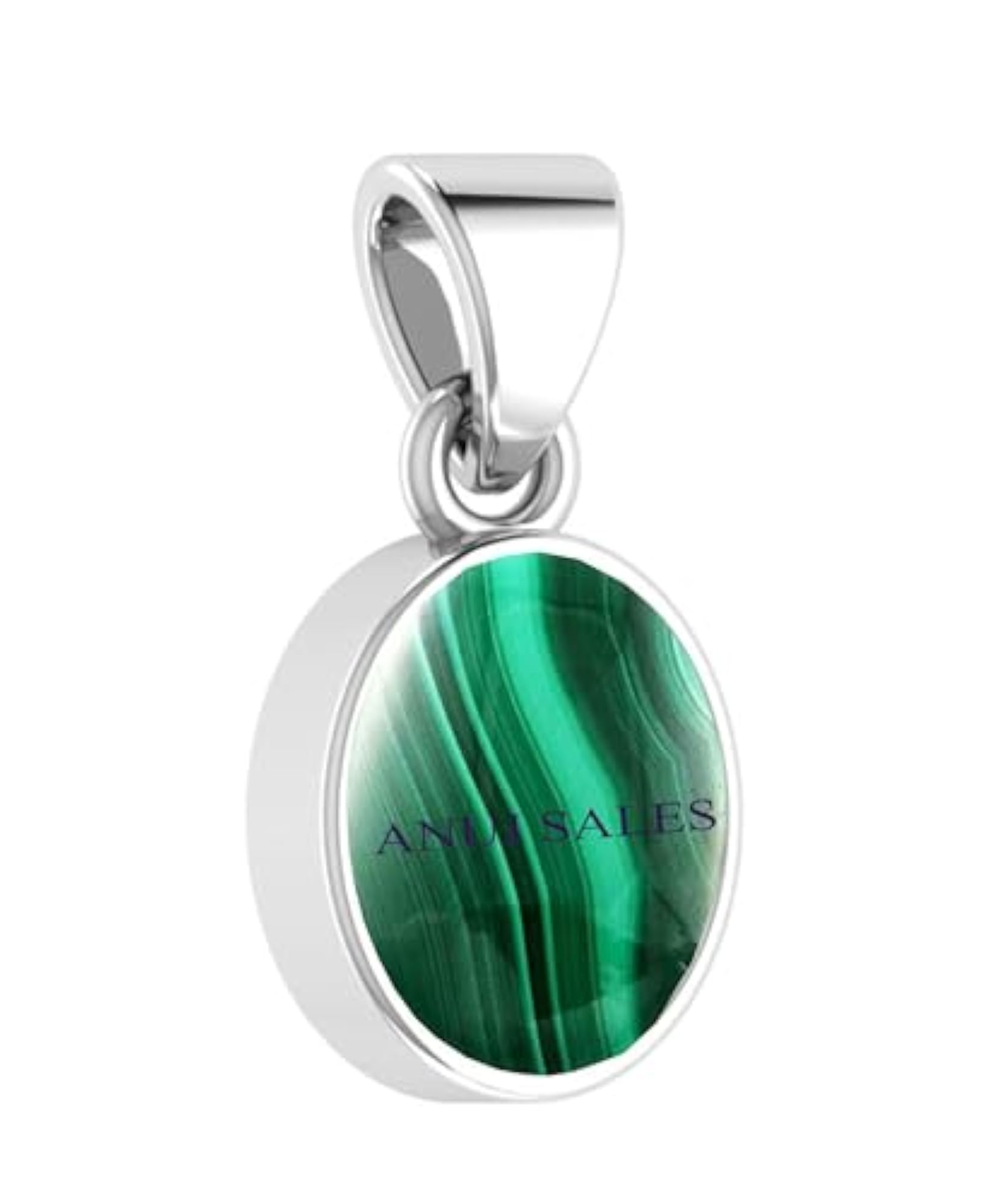 Men's & Women's 6.25 Ratti Natural Malachite Silver Pendant, Certified
